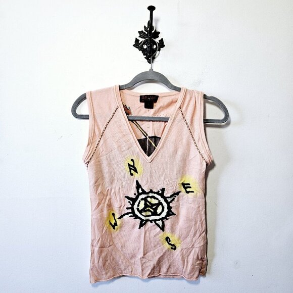 Vintage Raw 7 Cashmere Sweater Tank L Womens Y2K Pink Cowboy Hat Western - Picture 3 of 5